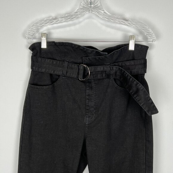 Pistola Womens Inez Black Paperbag Skinny Jeans Belted High Rise Raw Hem size 31 - Picture 6 of 15